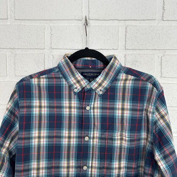 Aeropostale Other - Aeropostale Button Up Shirt Mens Medium Plaid Rear Collar Button Long Sleeve